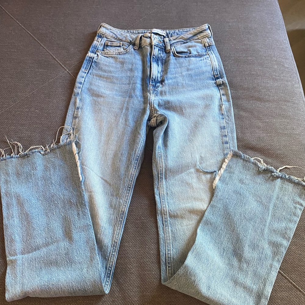 Zara Light Blue Straight Leg Jeans
